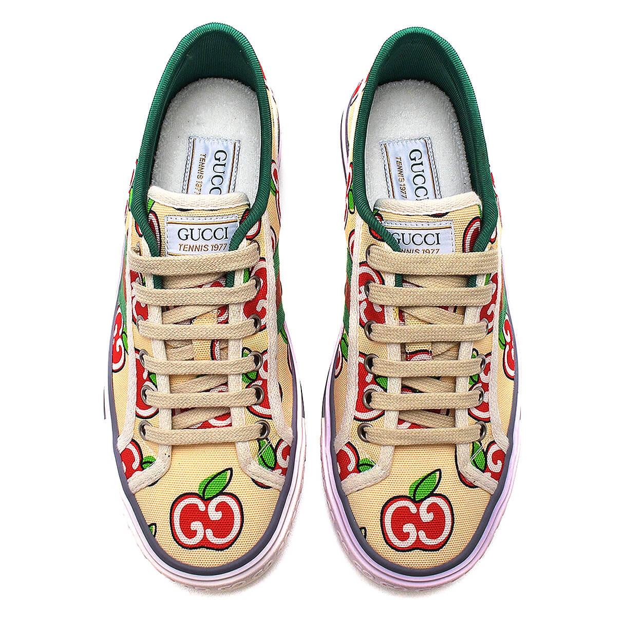 Gucci - Cream & Red Fabric GG Apple Tennis 1977 Sneakers